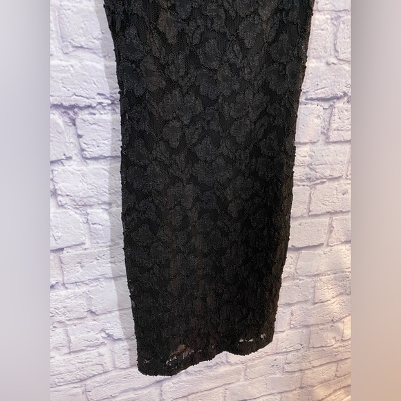 Vintage Cache Black Lace Spaghetti Strap Mini Bodycon Dress Size M - Picture 4 of 9